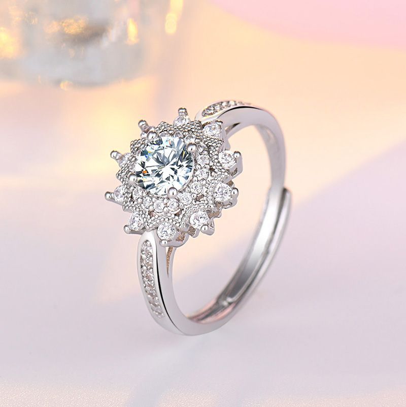 Nhẫn Hở Hình Bông Tuyết Đính Đá Thời Trang Cho Nữ