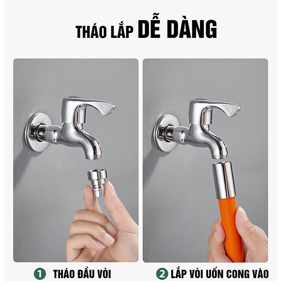 Vòi nước nối dài uốn cong 720 độ chống tung tóe 20cm, 30cm, 50cm, màu Vàng, Đen, Trắng Minh House