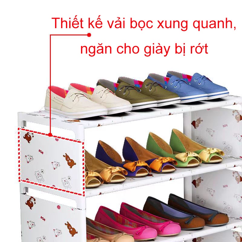 Kệ Để Giày Dép Đa Năng Dễ Tháo Lắp 5 Tầng, Chất Vải Chống Thấm, Chắc Chắn Dùng Lâu, Thích Hợp Cho Gia Đình, Ký Túc Xá