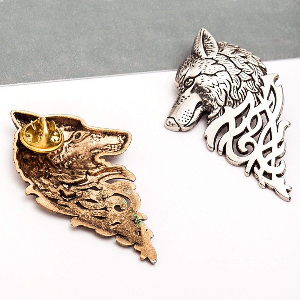 YOML✔Vintage Women Men Wolf Lapel Brooch Pin Collar Jewelry Shirt Jeans Jacket Badge
