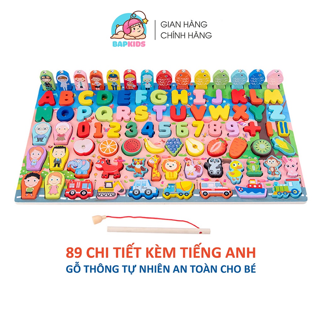 Bộ đồ chơi câu cá và học chữ số thông minh  Đồ Chơi Gỗ Cao Cấp Bapkids 89 chi tiết