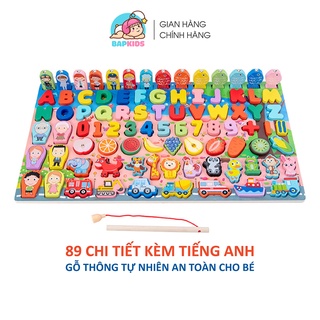 Bộ đồ chơi câu cá và học chữ số thông minh [Kèm Tiếng Anh] Đồ Chơi Gỗ Cao Cấp Bapkids 89 chi tiết