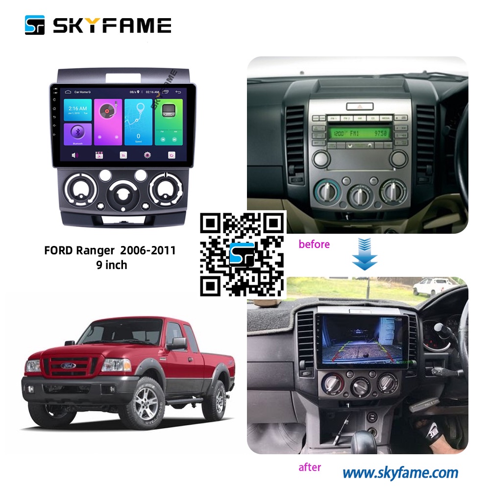 Mặt dưỡng màn hình DVD android 9” 10” FORD RANGER 2006-2011 2012-2015 2016-2019 2020 2021 cắm jack nguồn Zin