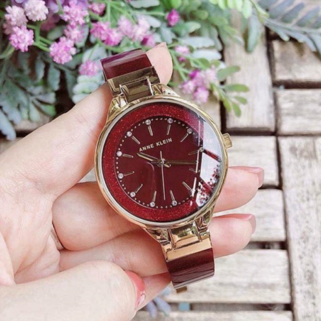 Đồng hồ nữ Anne Klein AK1408 đỏ đô size 36mm chống nước 3ATM