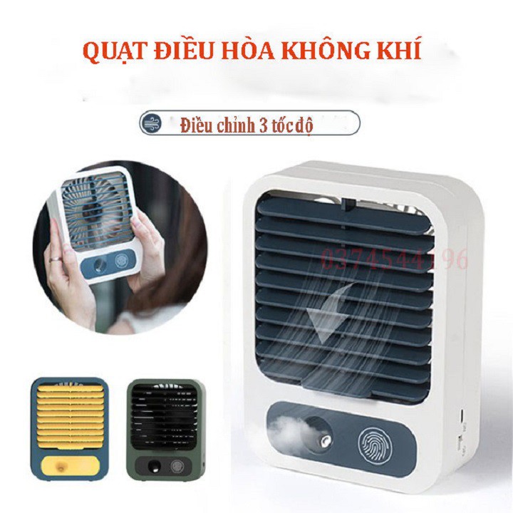 Quạt điều hòa hơi nước để bàn 3 tốc độ gió, pin sạc 1500mAh, công suất 4.5W