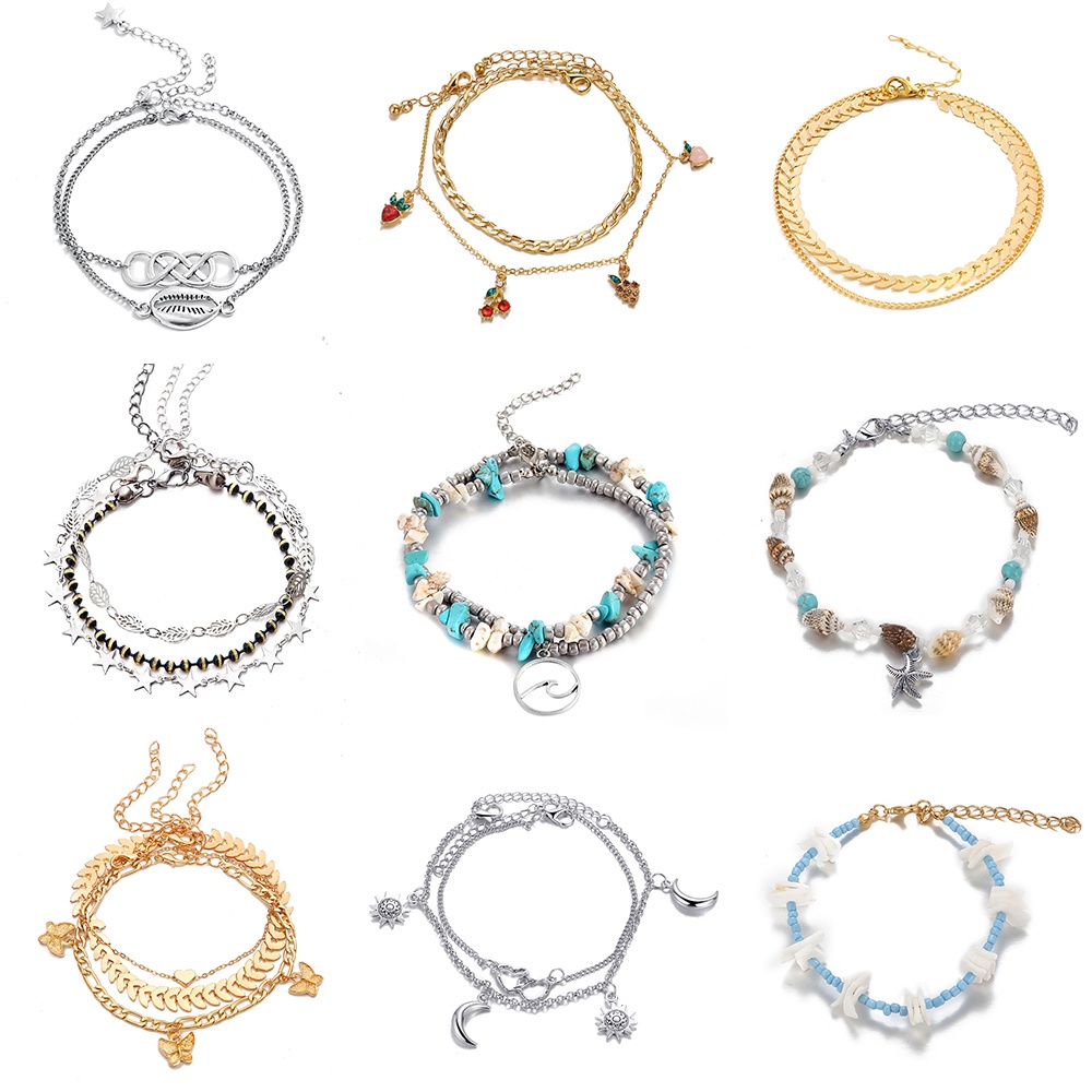 Lắc chân AY phối mặt phụ kiện đa dạng phong cách bohemian