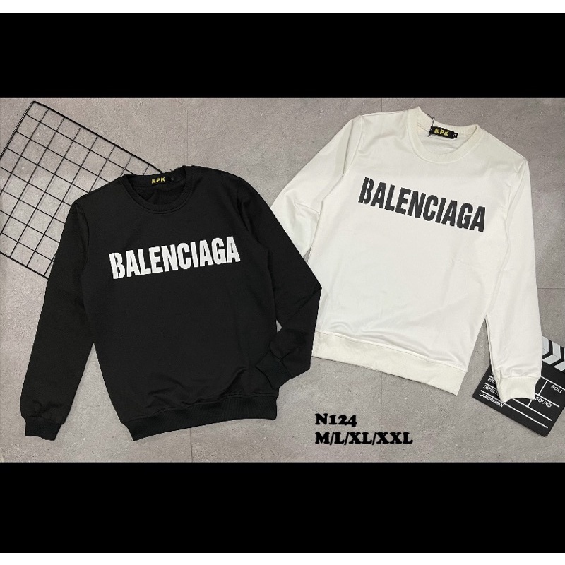Áo thu đông Balenciaga thời trang nam nữ, Áo nỉ dài tay mặc đôi có hoạ tiết phong cách giới trẻ btshop từ 45 đến 75 kg.
