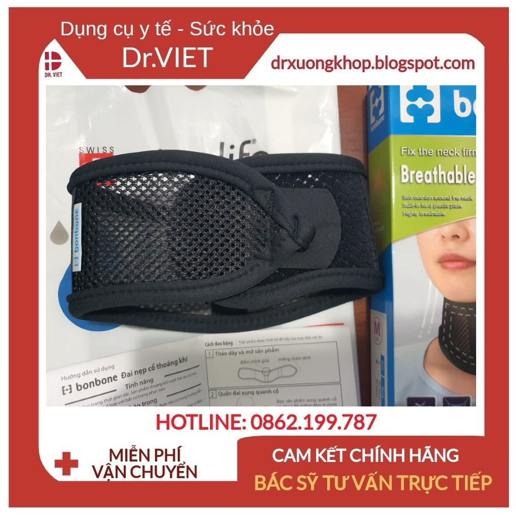 Đai Nẹp Cổ Thoáng Khí, Cố Định Cổ , Chống chấn thương cổ Bonbone Breathable Neck Support - Chính hãng cao cấp Nhật Bản