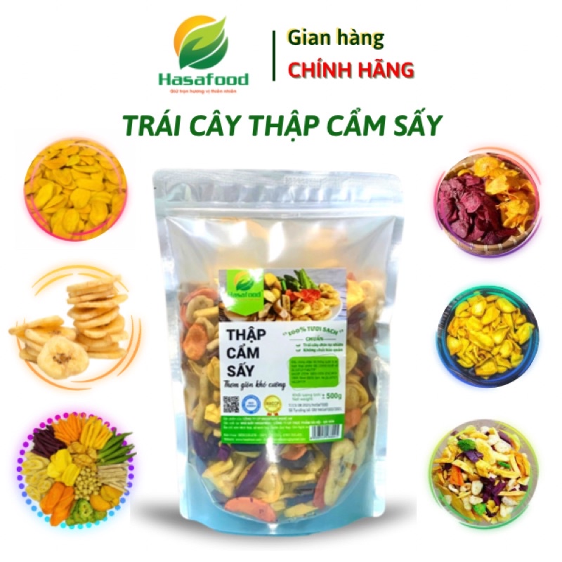 Trái Cây Sấy Giòn Tự Nhiên Hasafood Ăn Vặt Dinh Dưỡng Bịch 300gr