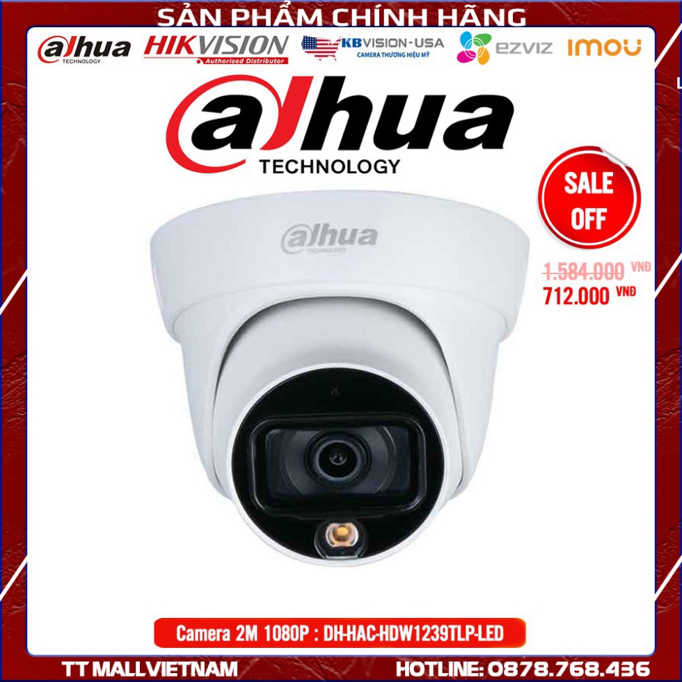 Camera Dahua DH-HAC-HDW1239TLP-LED 2M 1080P Full HD - Bảo hành chính hãng 2 năm
