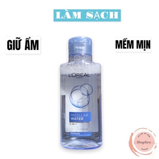 [Mini 95ml] Nước Tẩy Trang Làm Sạch Tươi Mát 3 In 1 Cho Da Dầu L'oreal Micellar Water Refreshing