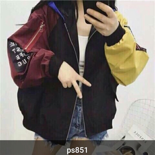 Áo khoác dù gió 2 lớp phối tay | BigBuy360 - bigbuy360.vn