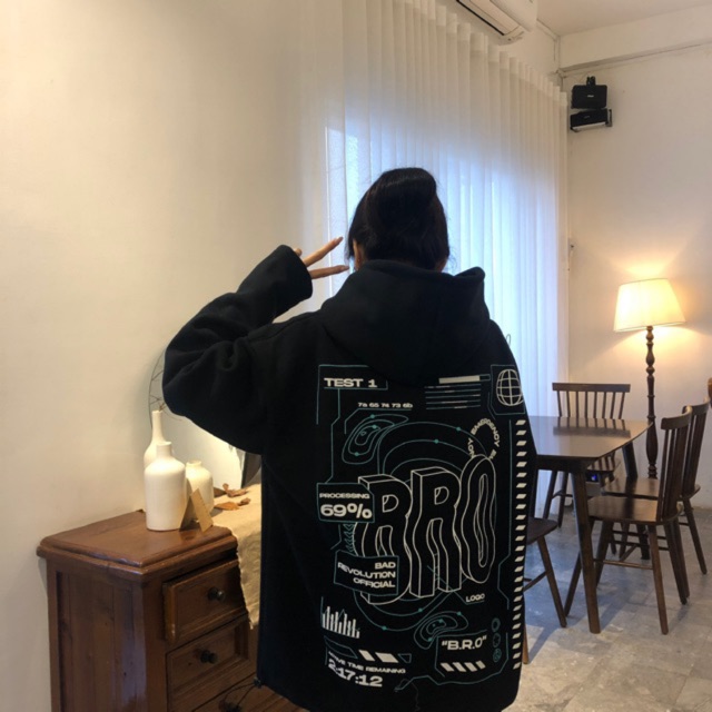 "BRO" HOODIE (đen)