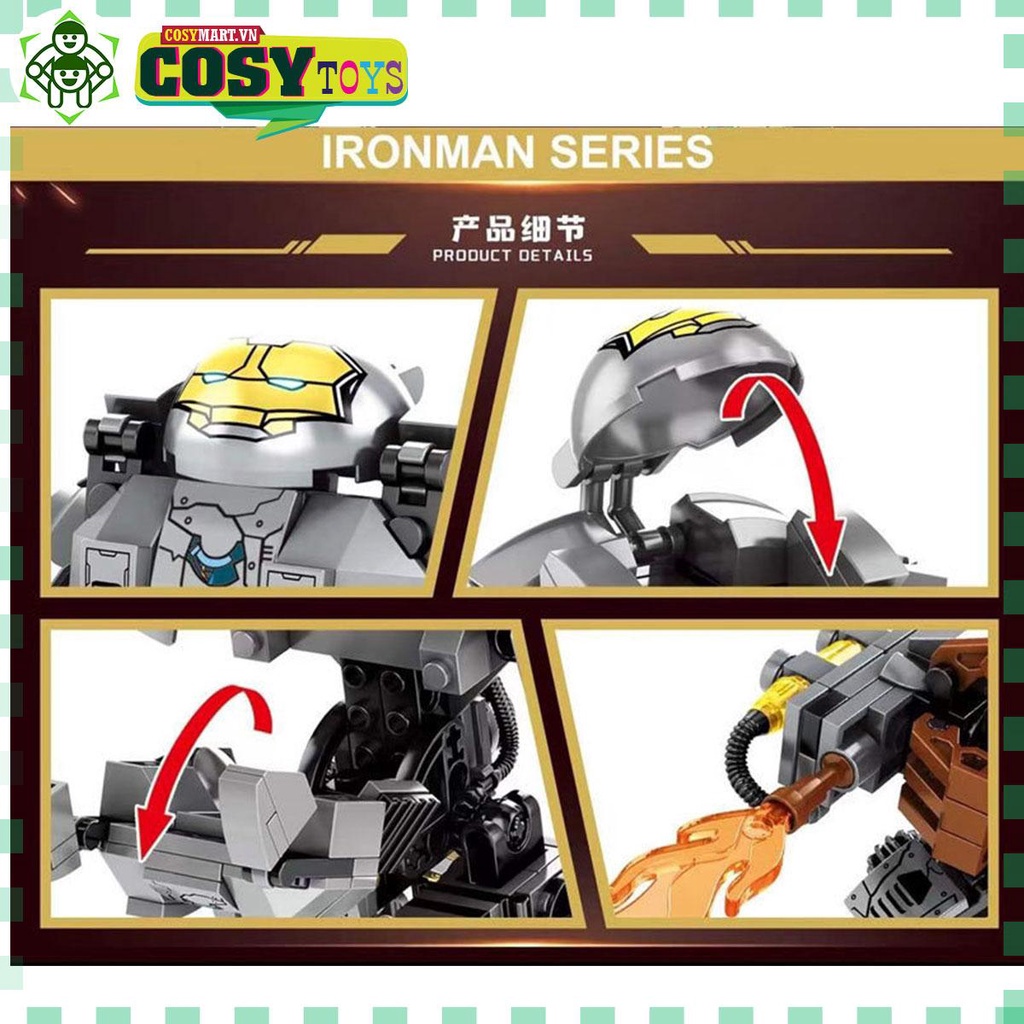 Đồ chơi lắp ghép xếp hình người sắt Iron Man trong bộ giáp Mark 1 Amor Series với 305 mảnh ghép cho bé
