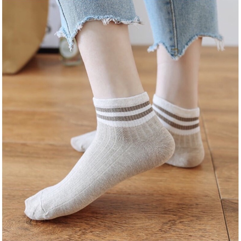Tất vớ nữ ngắn cổ sọc gân vintage nhiều màu