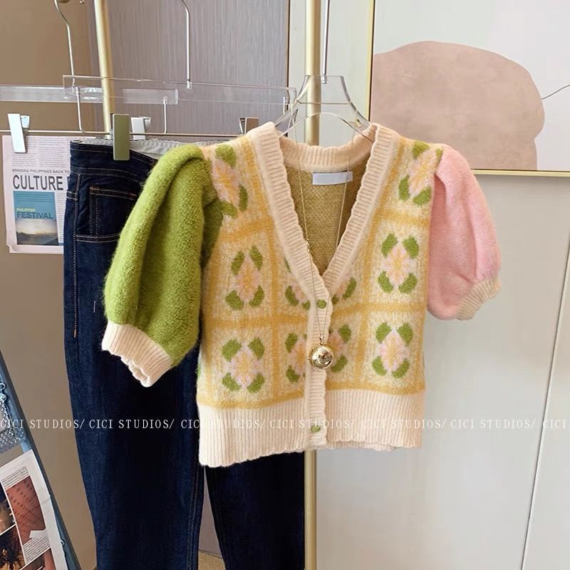 Áo dệt kim Pure Cube tay ngắn thời trang mùa xuân trẻ trung cho nữ