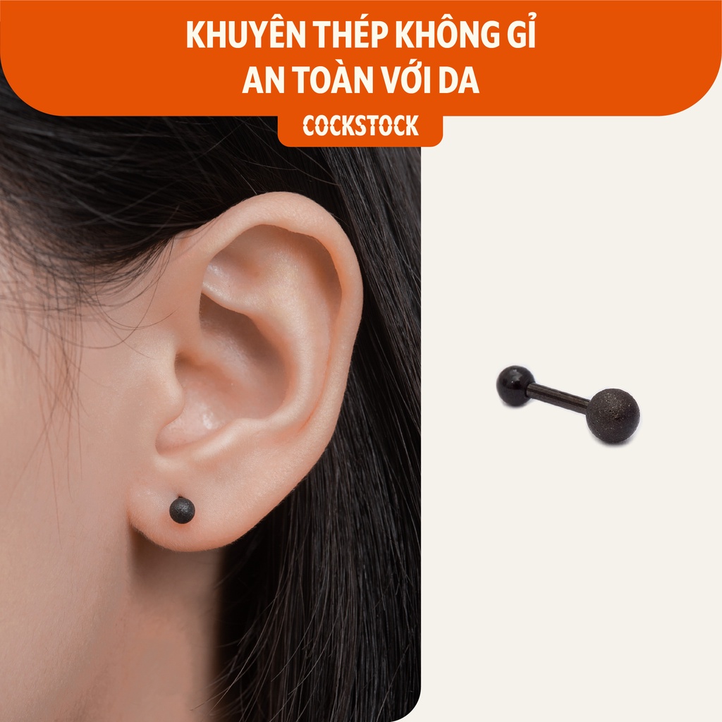 Khuyên tai 2 đầu bi nhám Rough Straight Barbell CockStock