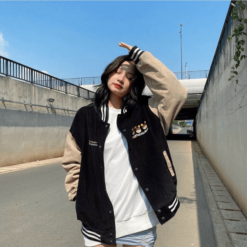 Áo Khoác Nhung Logo In Con Ong Kiểu Dáng Bomber Cực Đẹp TP569 [NewUnisex]