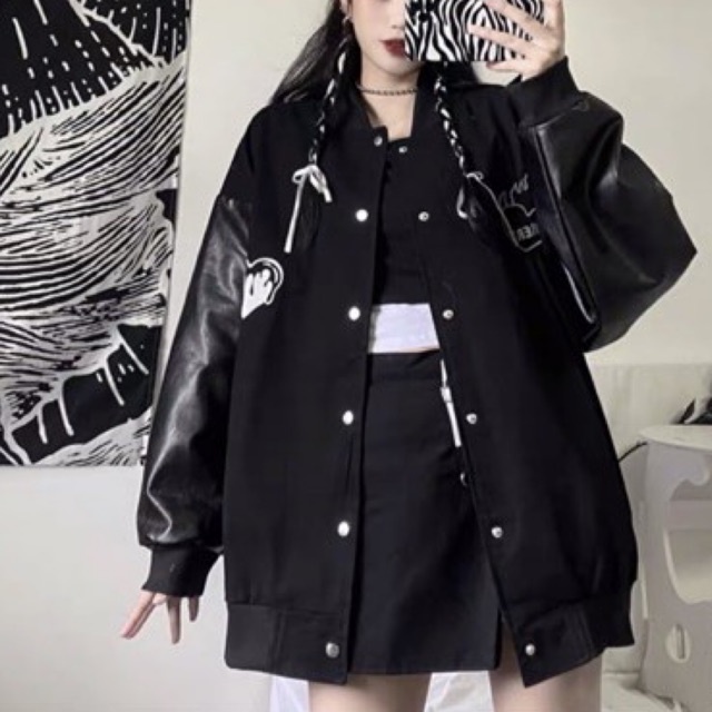 [LOẠI 1] ÁO BOMBER TAY DA KAKI trái tim MẶC HÈ shop jum.closet