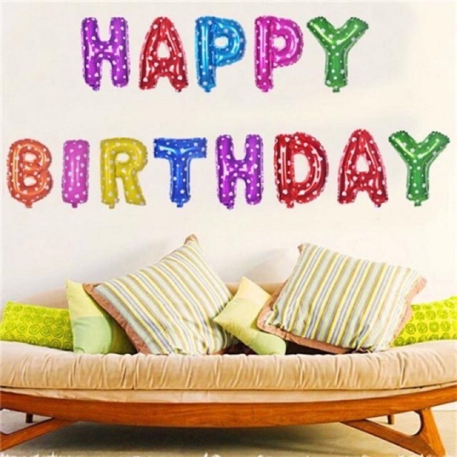 Bóng Chữ Happy Birthday cỡ 16 inch ~ 40cm Trang Trí Sinh Nhật có kèm dây treo