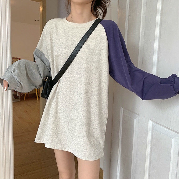 Áo Thun Tay Dài Phối Màu Sắc Tương Phản Cá Tính 198524 Áo Nỉ Form Rộng Thời Trang Hàn Quốc Dễ Phối Đồ
