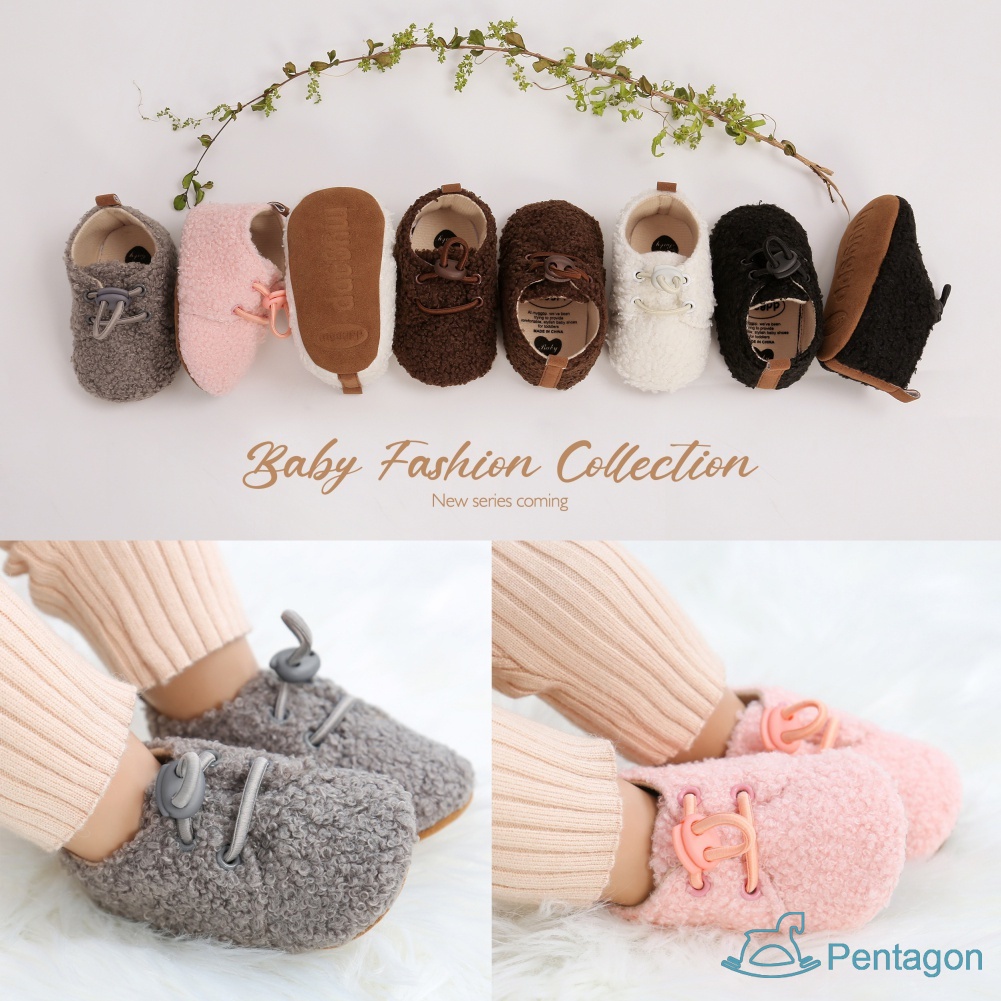 Giày Thể Thao Vải Lông Ấm Áp Chống Trượt Dễ Thương Cho Bé