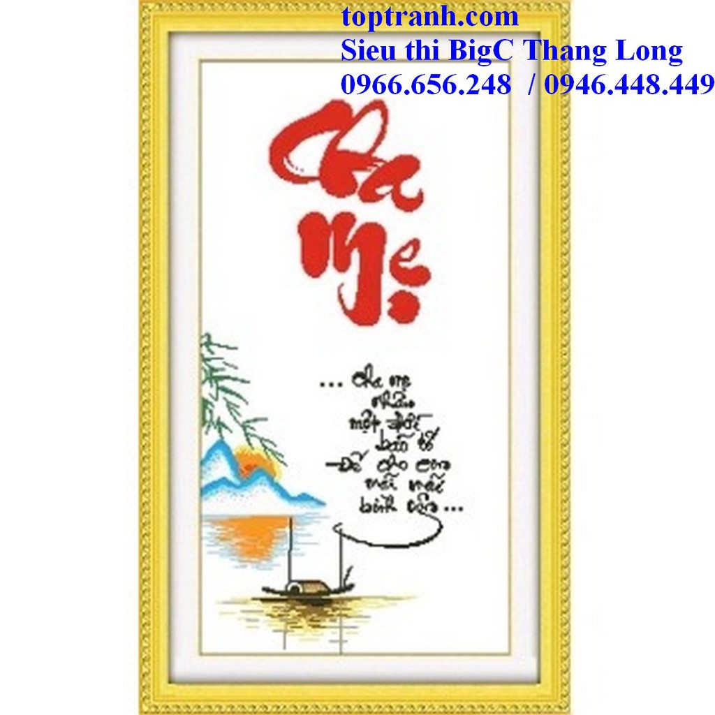 Tranh thêu chữ thập chữ cha mẹ 222101 chưa thêu