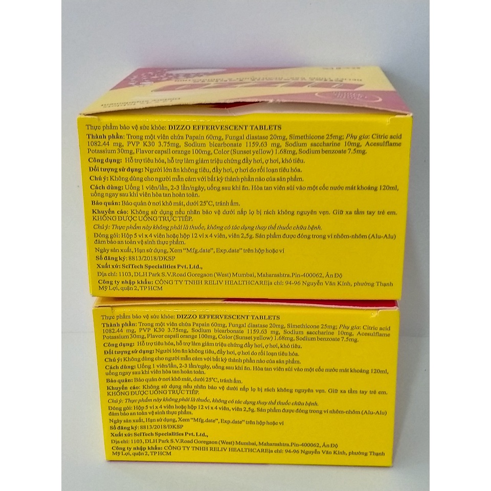 Viên sủi DIZZO Hỗ trợ cho trường hợp ăn không tiêu, ợ hơi, đầy hơi, khó tiêu...
