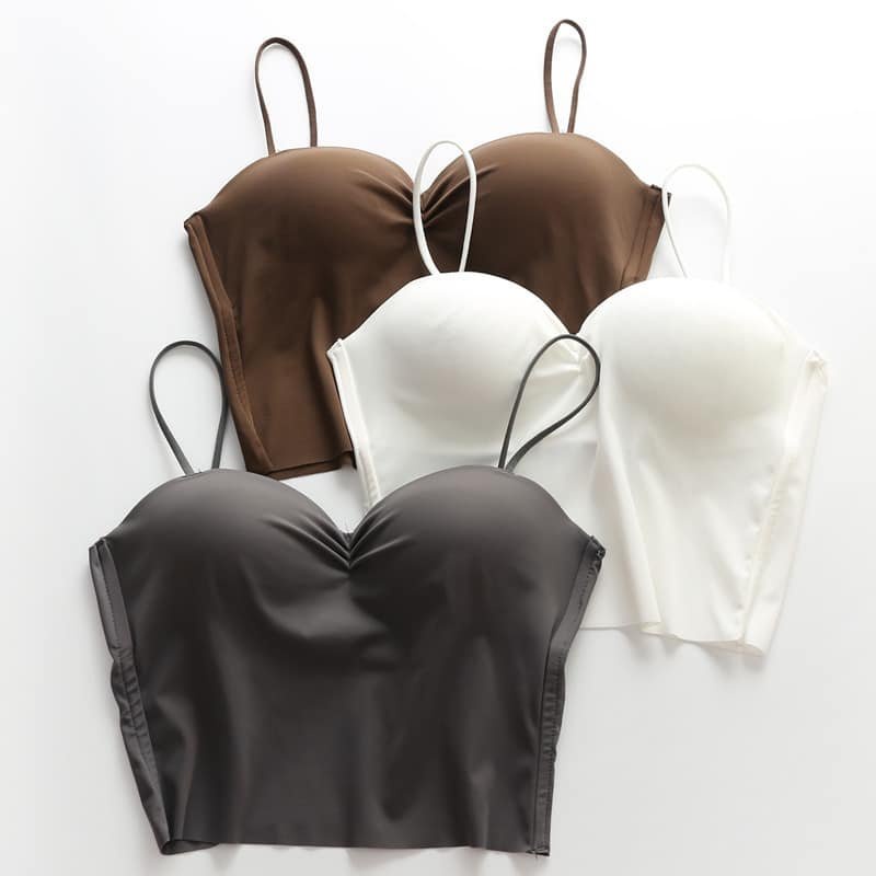 Áo Bra Đúc Su Hai Dây Mảnh Dáng Dài Nhún Ngực Kèm Mút Đệm 558