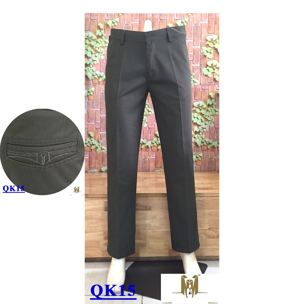 Quần kaki trung niên ống rộng màu xám ánh vàng qk015