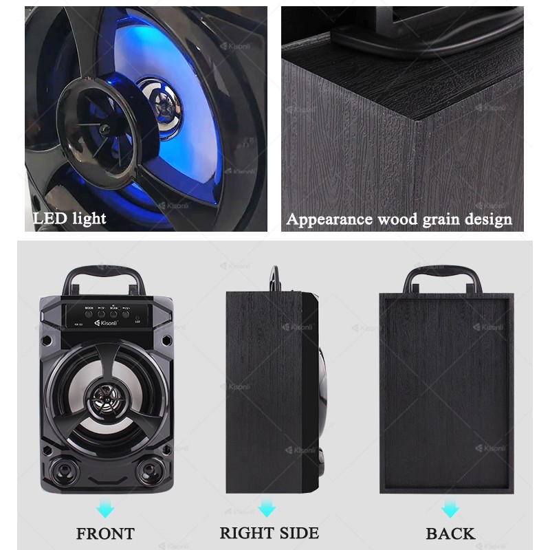 Loa bluetooth Kisonli KK-02 có quai xách - hỗ trợ USB/Thẻ nhớ/FM/AUX (Màu ngẫu nhiên)