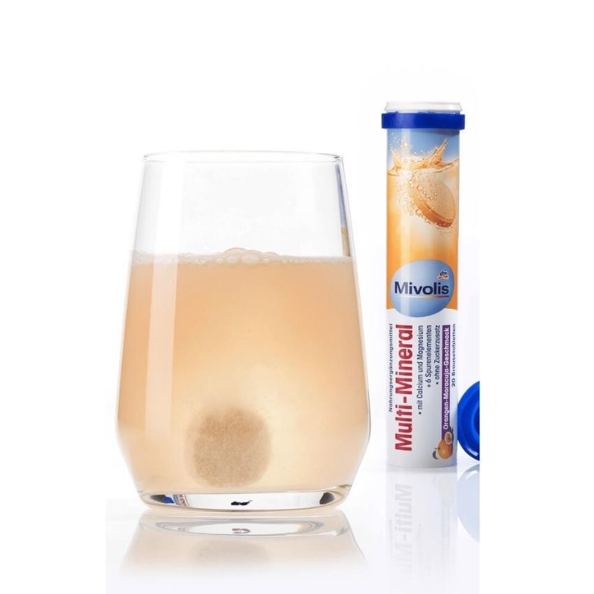 Viên sủi khoáng chất tổng hợp Mivolis Multi-Mineral, 20 viên của Đức thuần chay hương cam chanh thơm ngon