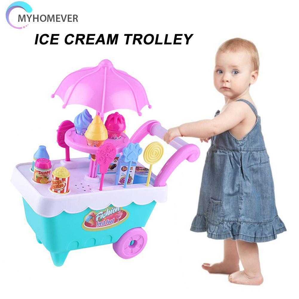Pop It Fidget Đồ chơi Small Ice Cream Carts Girl Mini Candy Cart Shop Pretend Play Children Đồ chơis