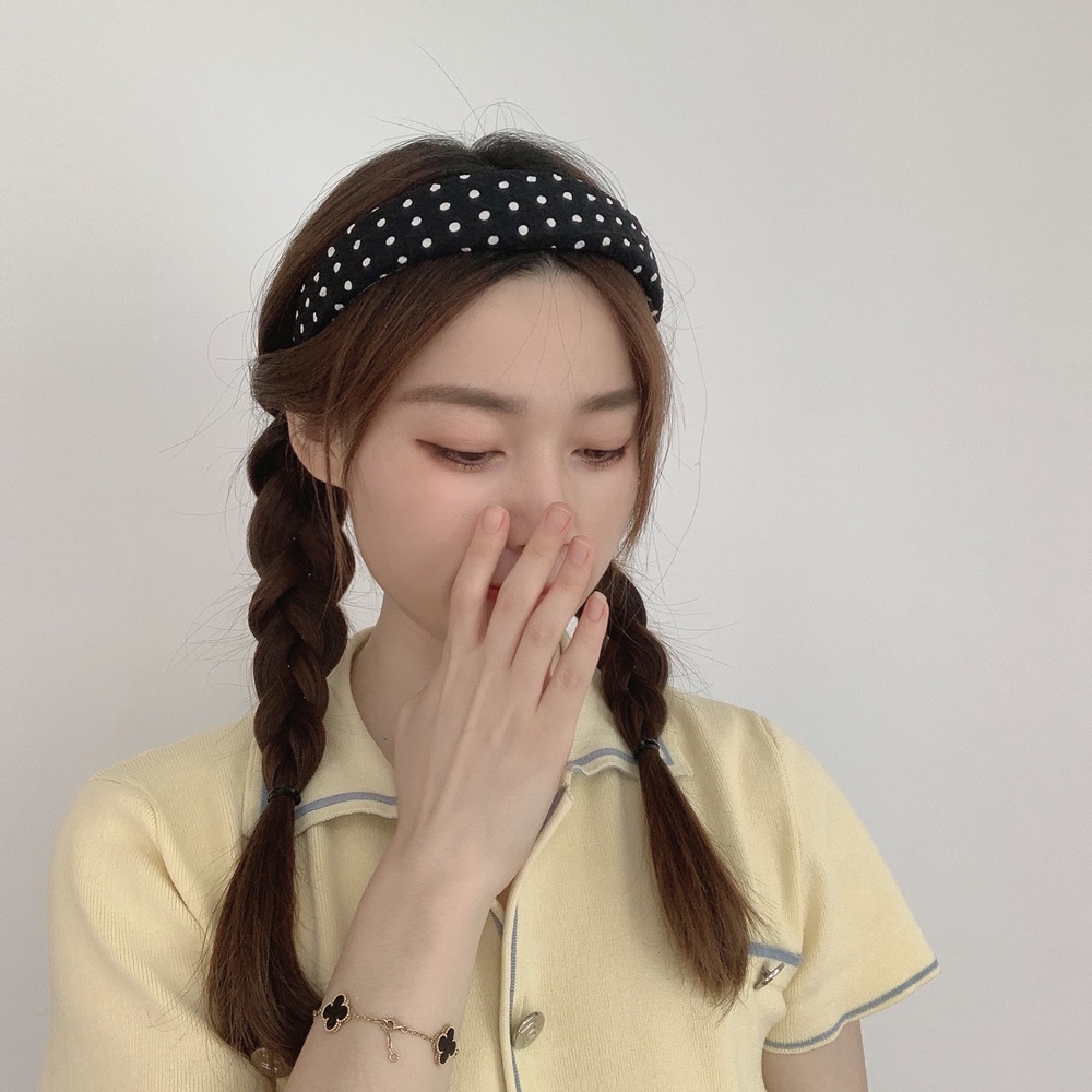 Băng Đô Cài Tóc Phối Nơ Xếp Ly Phong Cách Công Chúa Nhật Bản Cho Nữ