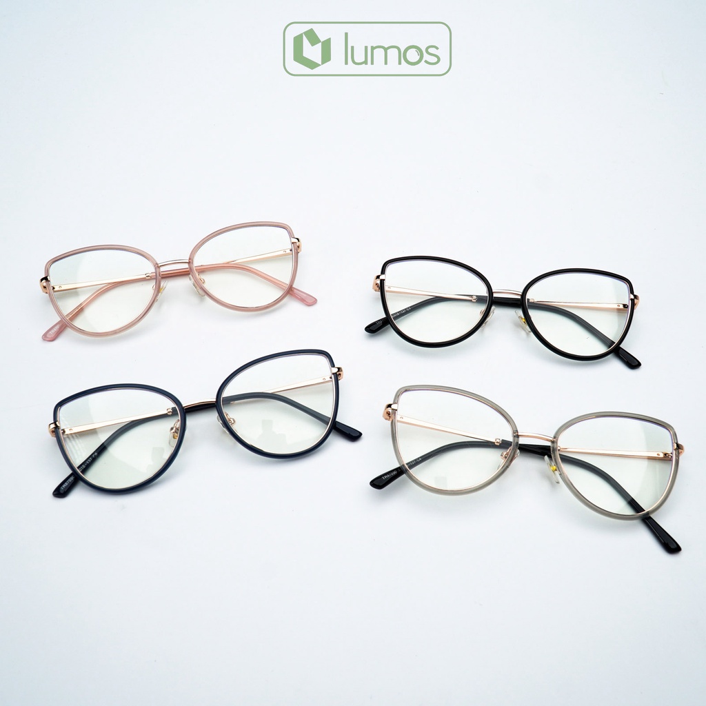 Gọng kính mắt mèo nữ đẹp màu sắc thời trang Hàn Quốc cao cấp chống tia UV Lumos 87090