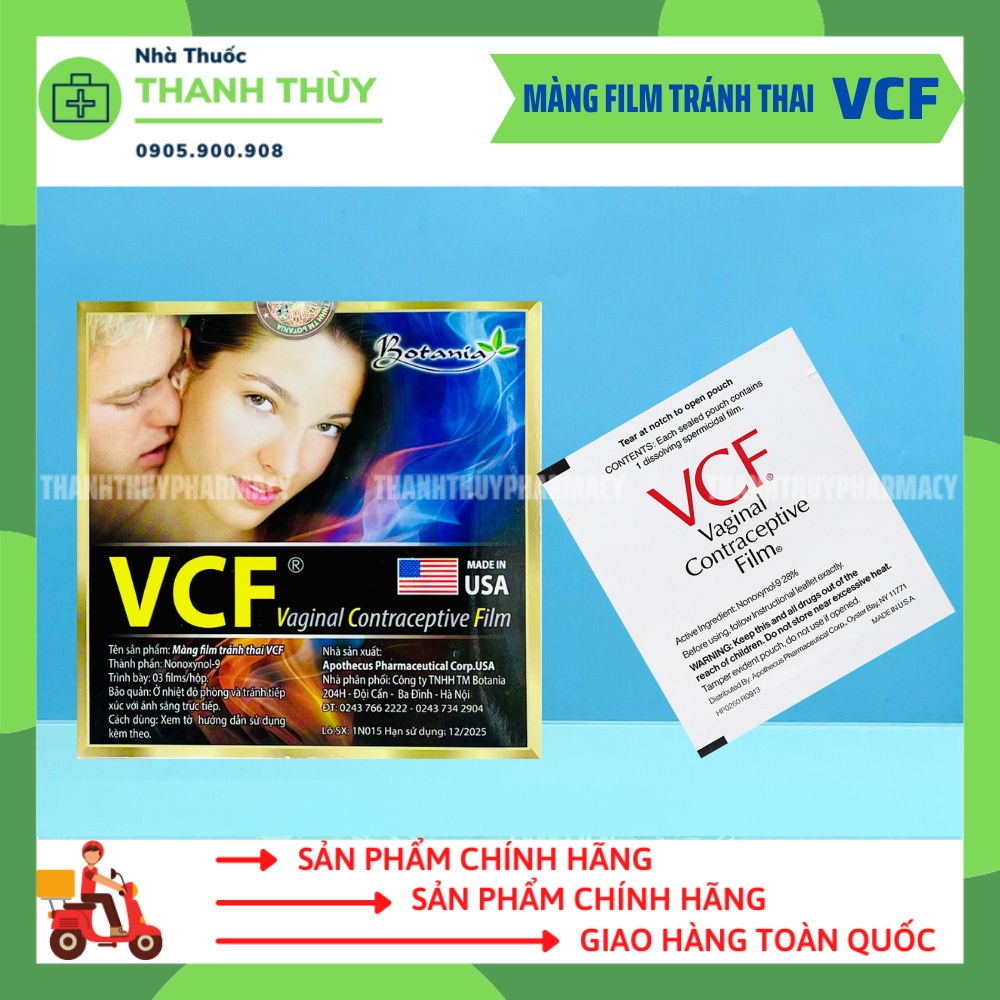 MÀNG FILM TRÁNH THAI VCF HỘP 3 MIẾNG