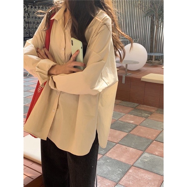 Áo sơ mi vải thô kate nhiều màu trendy
