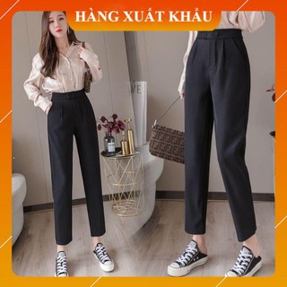 Quần Baggy nữ công sở cạp cao - Quần tây nữ chất vải tuyết mưa màu đen - Form dáng chuẩn đẹp cực xinh