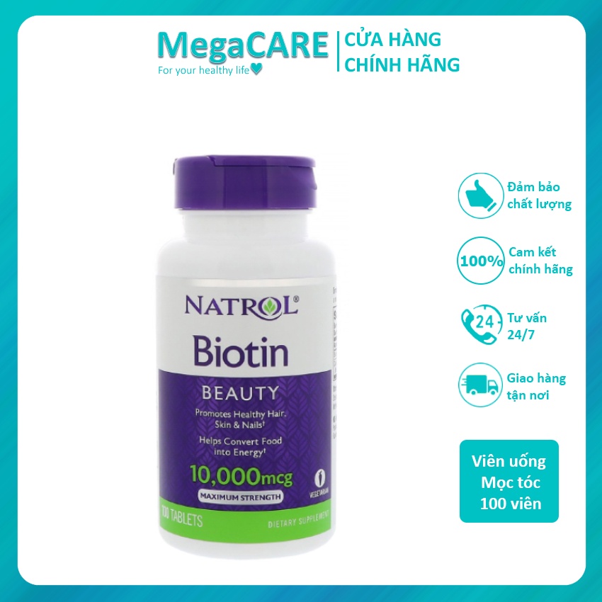 Viên Uống Hỗ Trợ Mọc Tóc Natrol Biotin 10000 Mcg 100 Viên Của Mỹ