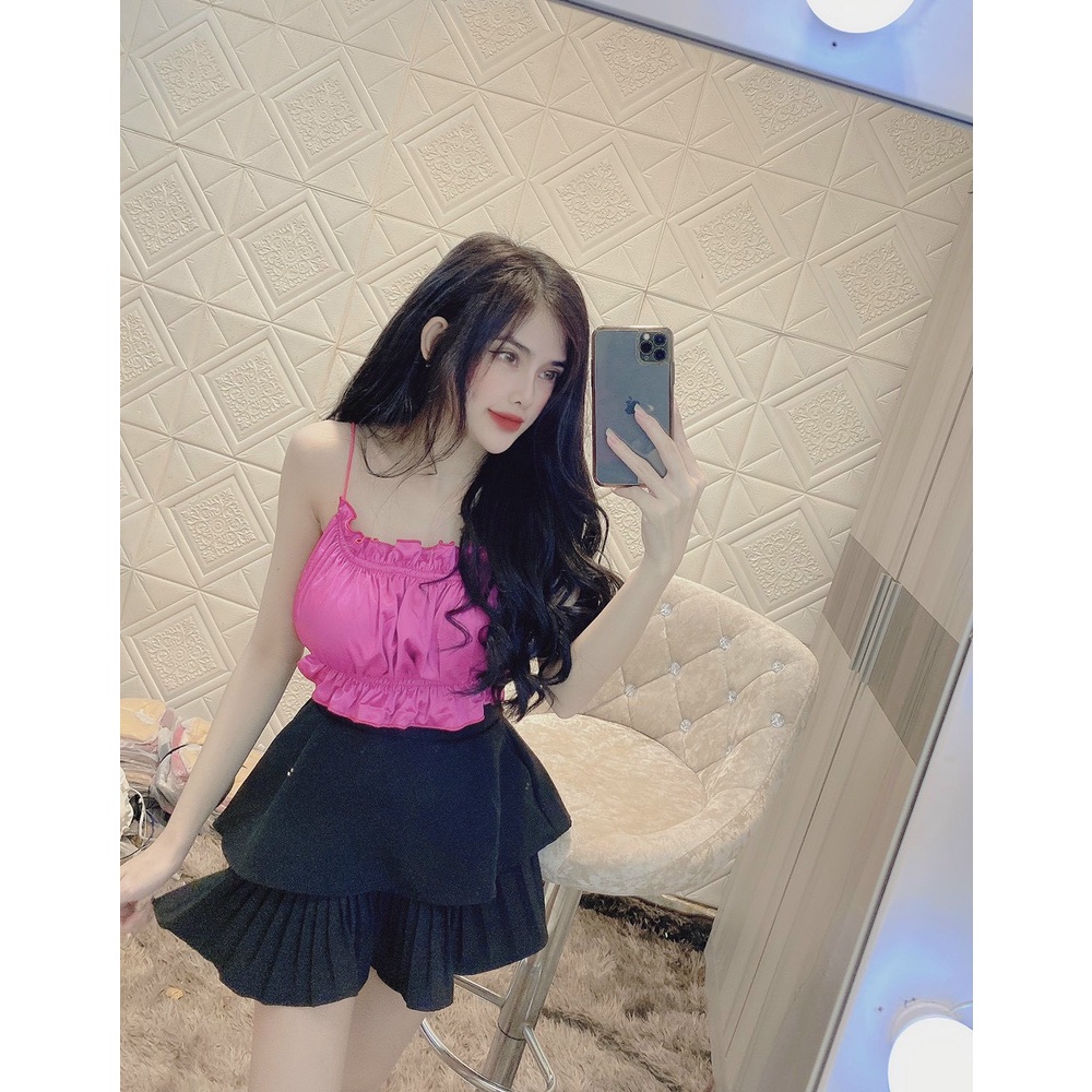áo kiểu ống viền bèo đan dây bún lưng sexy