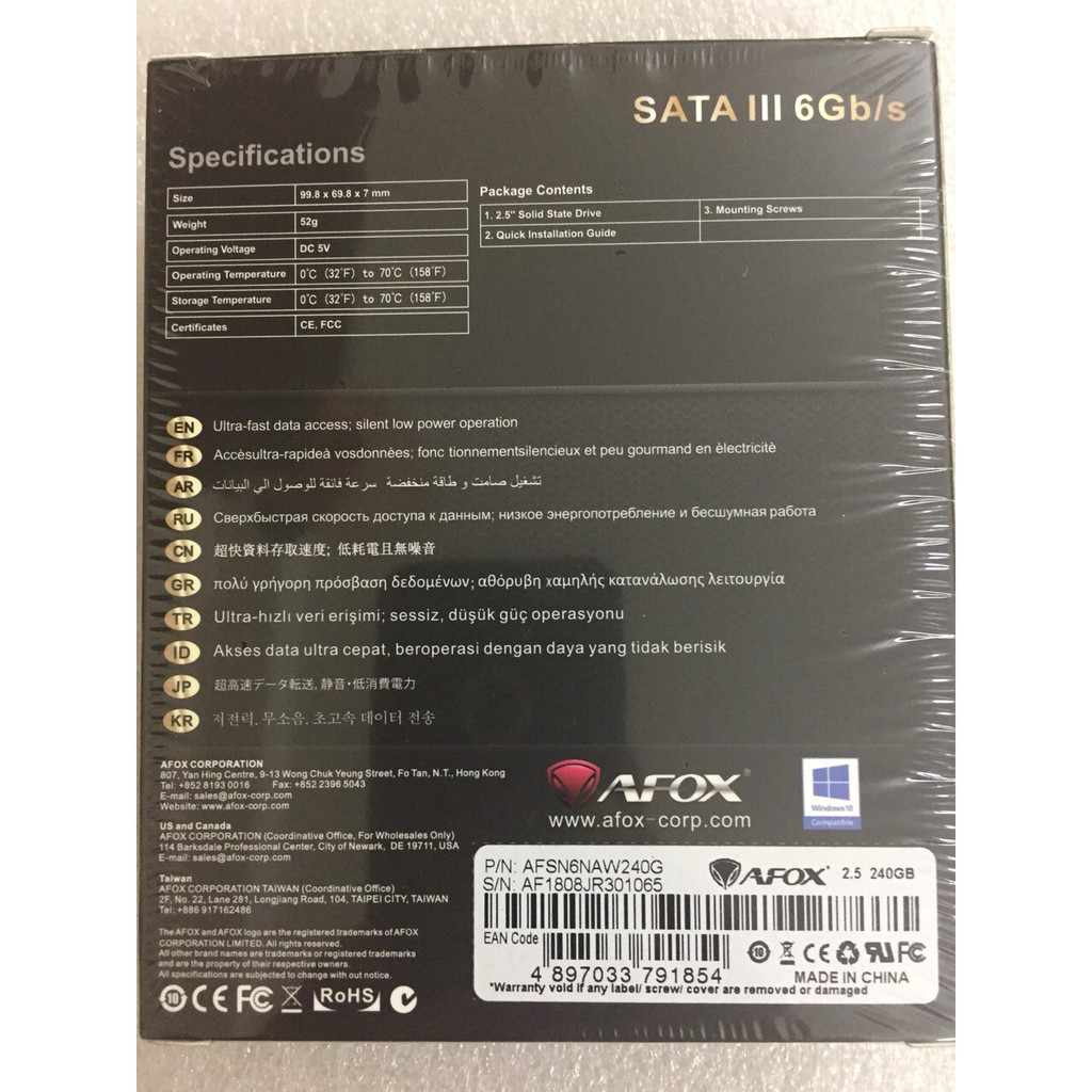 [Mã ELMS05 giảm 5% đơn 300k]Ổ cứng SSD 240GB AFOX 2.5in CHÍNH HÃNG bảo hành 36 tháng | BigBuy360 - bigbuy360.vn