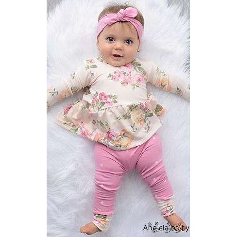 BLI-Neugeborenes Baby Mädchen Blumen Oberteile BLUSE Hosen Leggings Stirnband