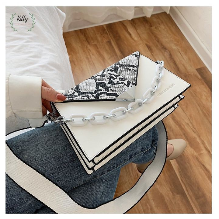 túi xách nữ 🍓 𝐋𝐎𝐀̣𝐈 𝐈 🍓 túi đeo chéo phối da rằn ri có quai xích phong cách hàn quốc | BigBuy360 - bigbuy360.vn