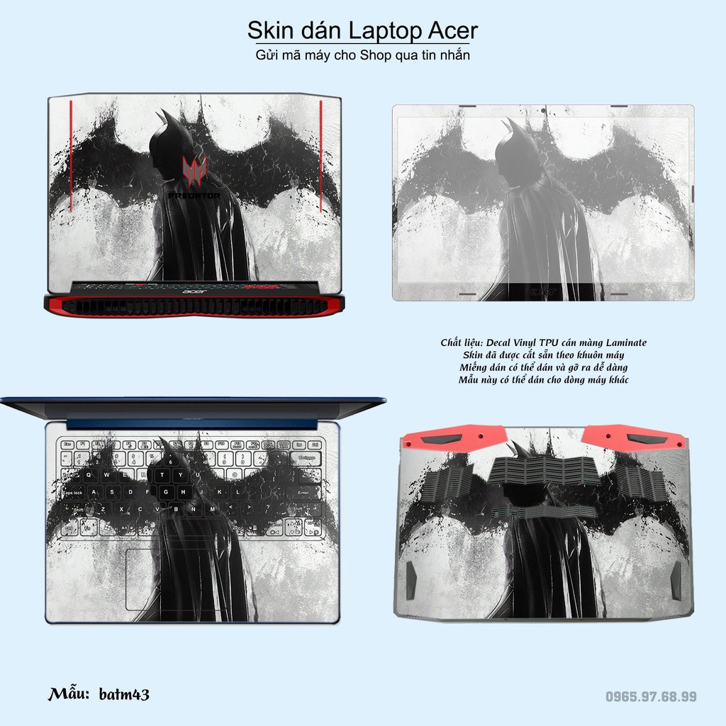 Skin dán Laptop Acer in hình Người dơi _nhiều mẫu 2 (inbox mã máy cho Shop)