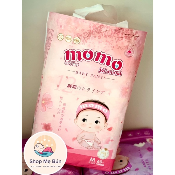 Bỉm MOMO DIAMOND hữu cơ cao cấp quần/dán size  S64/ M60/L54/XL50/XXL48/XXXL46