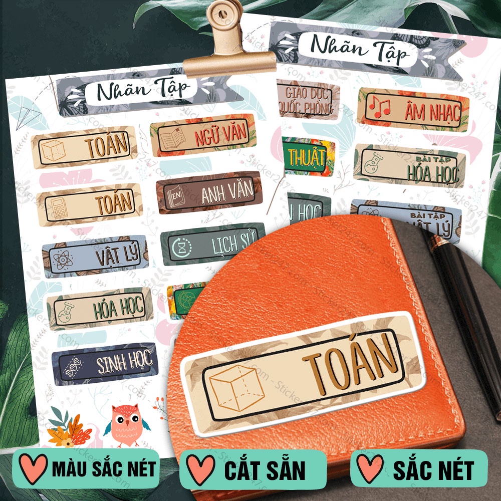 Sticker Nhãn Vở Môn Học Vintage Cổ Điển 🌈𝑭𝒓𝒆𝒆𝒔𝒉𝒊𝒑 Sticker Cute Trang Trí Nhãn Vở dùng phân trang, dán gáy trang trí sổ