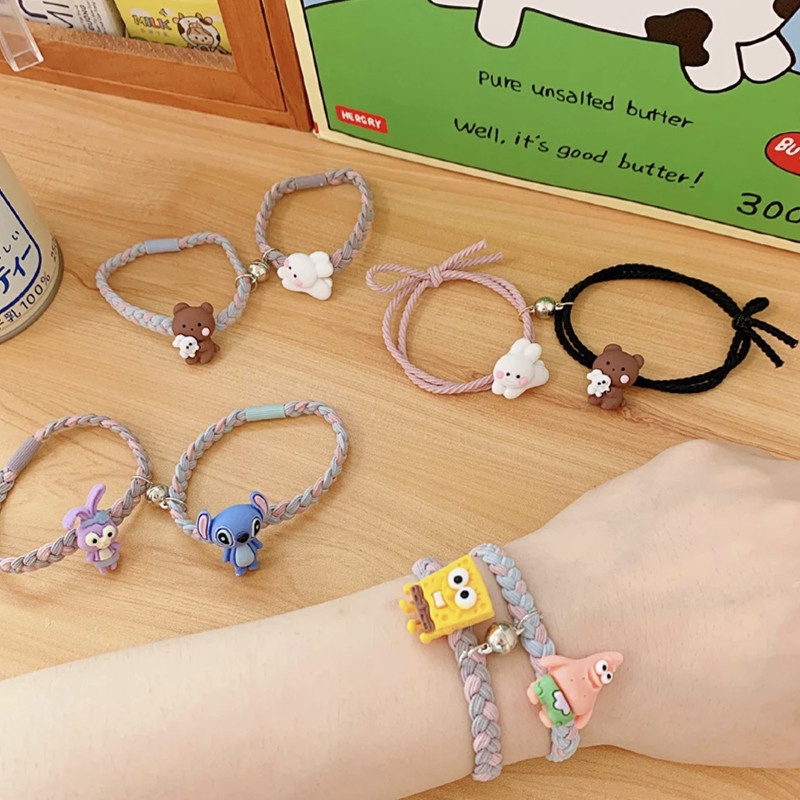 1 Cặp vòng tay mặt thỏ hoạt hình có chuông từ tính cho cặp đôi