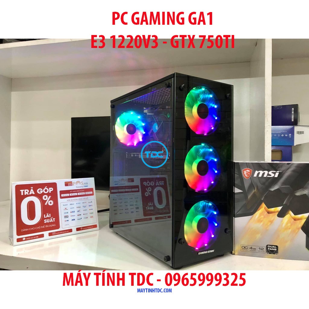 PC Gaming GA1, máy tính chơi game i5  H81, E3 1220V3 , RAM DDR3 8GB, SSD 120GB, VGA GTX 750Ti,  Win 10.