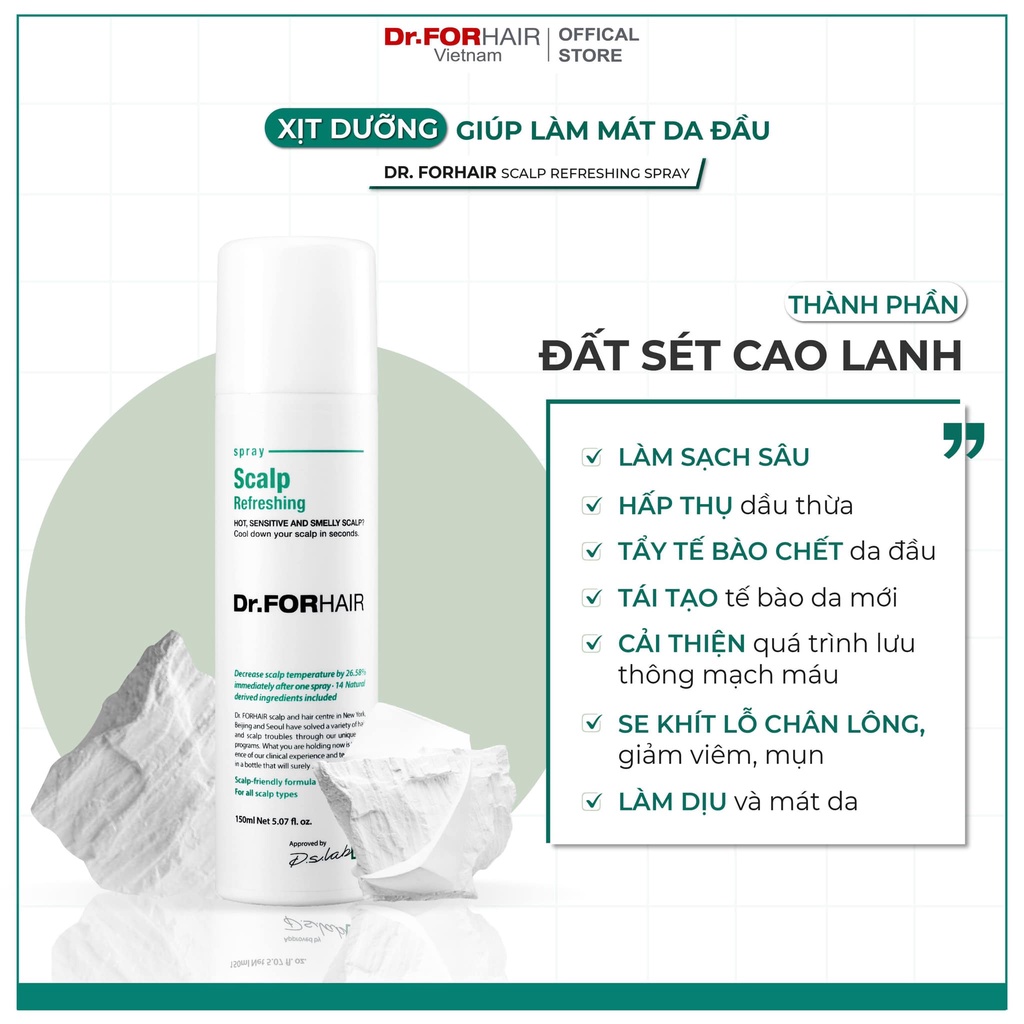 Chai xịt làm mát và khử mùi hôi da đầu Dr.FORHAIR Scalp Refreshing Spray 150ml