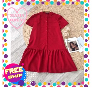 [GIÁ TƯƠNG TÁC] Váy (đầm) bầu công sở dáng suông MAMADRESS, đuôi cá cách điệu, cực xinh, mềm mại và mát